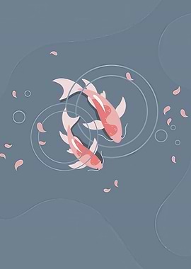 Two Koi Fish Swimming in Water