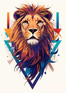 Geometric Lion Head Art