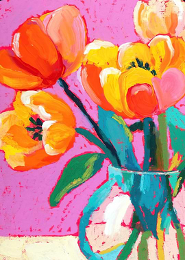 Vibrant Tulip Painting