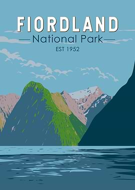 Fiordland National Park Vintage Poster