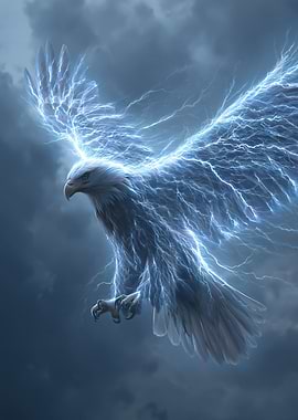Eagle engulfed in lightning