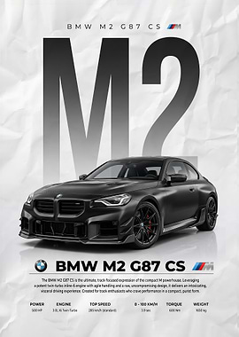 sleek black bmw m2 g87 car Poster