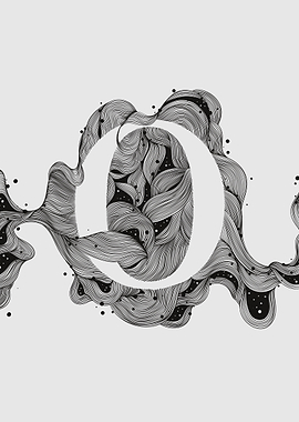 Abstract Letter O with Organic Lines