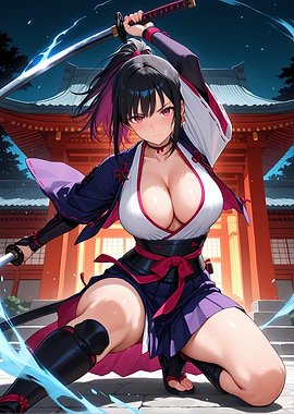Anime Samurai Warrior with Katana