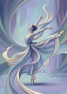 Ethereal Ballerina in Flowing Lavender Grace