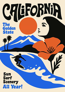 California Retro Surf Poster