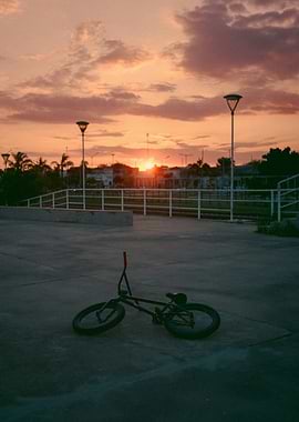 BMX bike at sunset