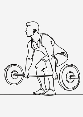 Minimalist Weightlifter Line Art Poster – Modern Gym Wall Art for Fitness Lovers