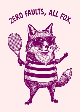 Fox with Tennis Racket and Sunglasses