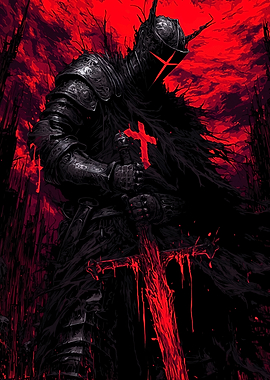 Dark Knight with Red Cross