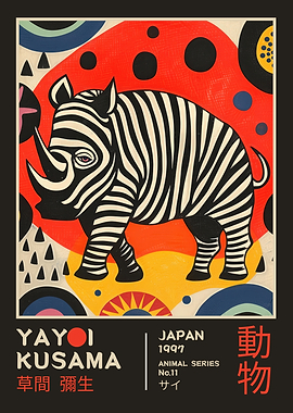 Yayoi Kusama Rhino Exhibition Poster