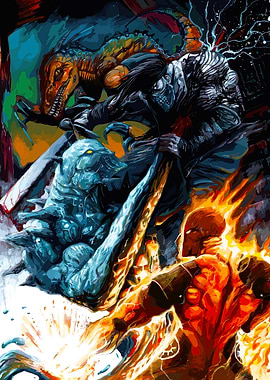 Supernatural Battle of Fiery and Ice Monsters