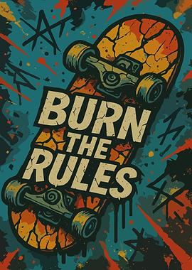 Burn The Rules Skateboard Graffiti Poster Street Art Wall Decor