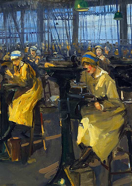 Elswick, 1917 Messrs Armstrong, Whitworth and Company by John Lavery WW1 Historical Painting