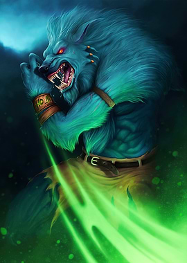 Feral Werewolf with Green Energy