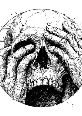 Skull with Hands Covering Eyes