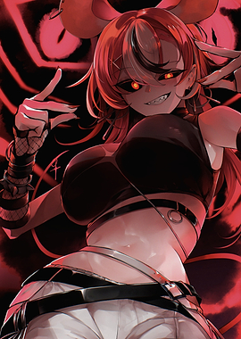 Girl with Red Eyes and Horns