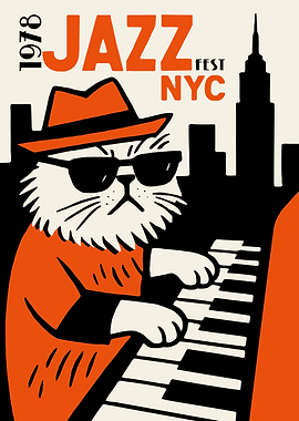 Jazz Cat Playing Piano in NYC