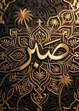 Arabic Calligraphy 'Sabr' on Ornate Background