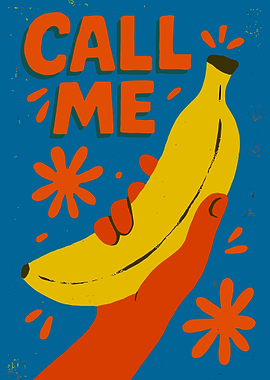 CALL ME Banana Phone Pop Art Retro Wall Art Print Poster