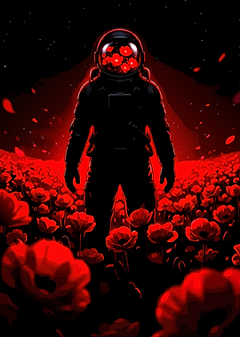 Astronaut in a field of poppies