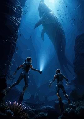 Divers Encountering a Whale