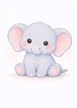 Cute Baby Elephant Sitting