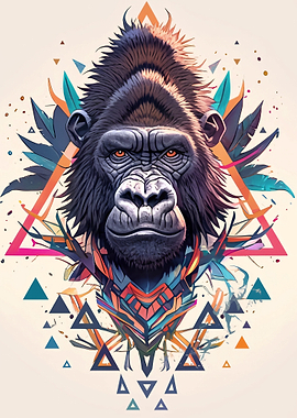 Geometric Gorilla Portrait