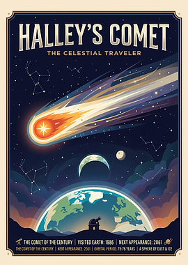 Halley's Comet Vintage Poster