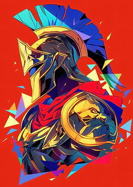 Warrior with Golden Armor and Red Cape