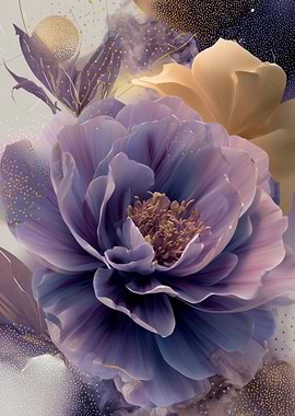 Purple and Gold Floral Art