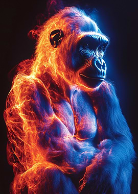Fiery Gorilla Portrait