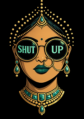 Indian Woman with 'Shut Up' Sunglasses