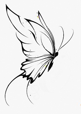 Black and White Butterfly Tattoo Design