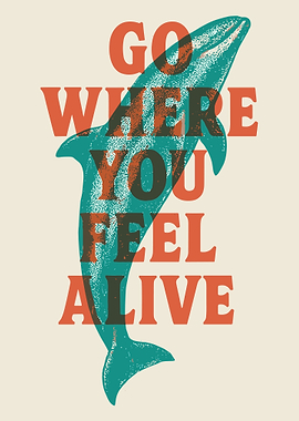 Retro Dolphin Motivational Poster Vintage Ocean Adventure Wall Art