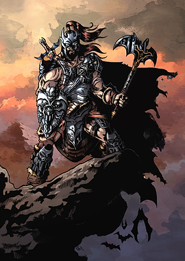 Dark warrior with Axe and Sword