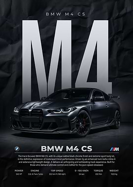 A dark dramatic bmw m4 cs car Poster