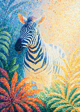Prismatic Pointillism Zebra – Luminous Safari Wildlife Wall Art