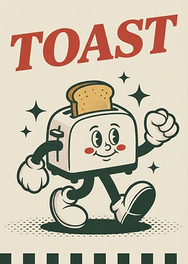 Retro Toast Toaster Character