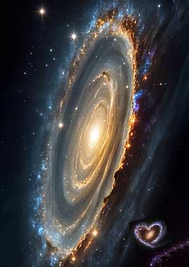 Spiral Galaxy and Heart Nebula