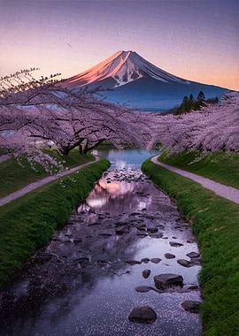 Mount Fuji with Cherry Blossoms