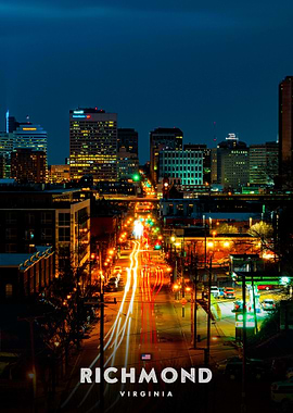 Richmond Virginia Cityscape at Night