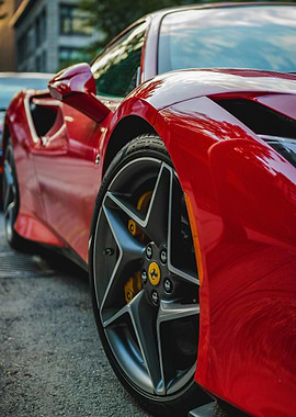 Red Ferrari Wheel Close-up
