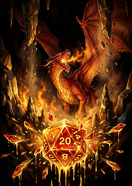 Dragon and D20 Dice