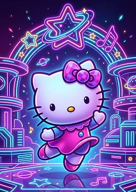 Hello Kitty Neon Cyberpunk City