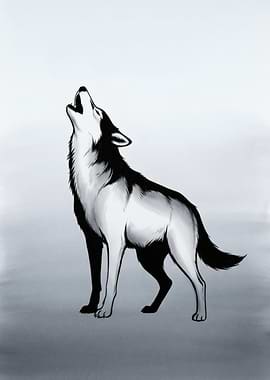 Wolf Howling in Monochrome