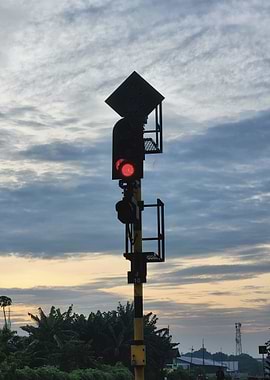 Railway Signal at Dusk