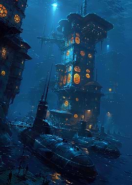 Underwater City with Submarines