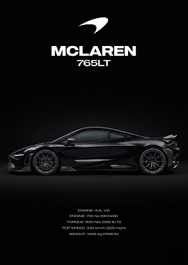 McLaren 765LT Black Sports Car
