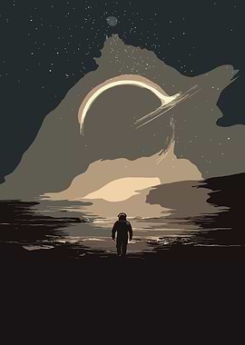 Astronaut facing a black hole